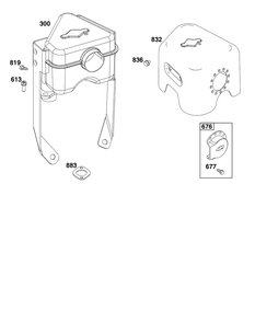 Exhaust Group Diagram and Parts List for 12T102-0061-F8  Briggs and Stratton Engine